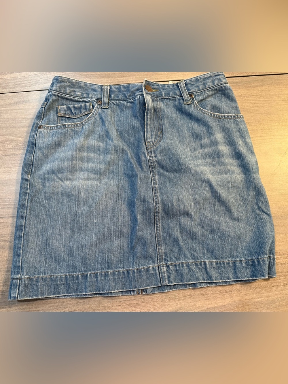 Eddie Bauer Denim Mini Skirt in Light Blue